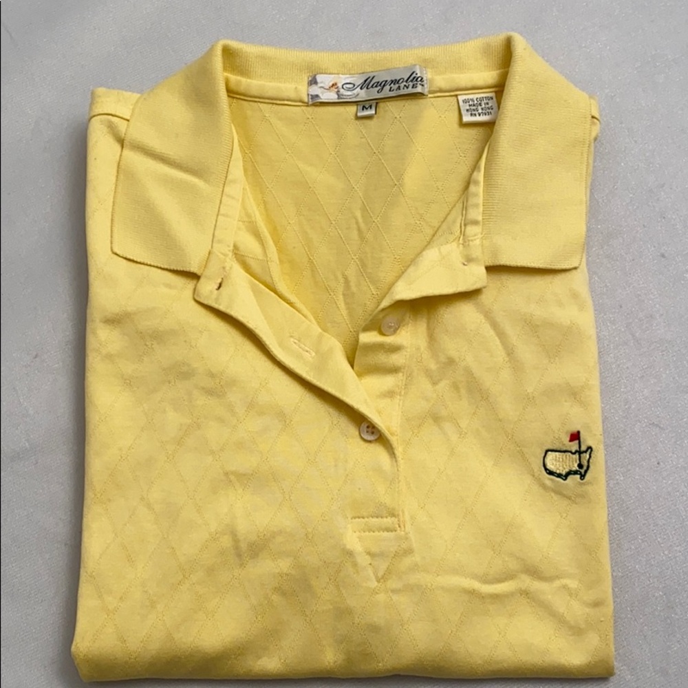 Masters Magnolia Lane yellow diamond stitch polo M